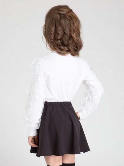 Джемпер из трикотажного хлопкового полотна с сетчатым рукавом Panda Kids ПА-354340 белый - фото 4