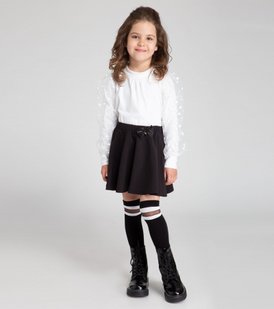 Джемпер из трикотажного хлопкового полотна с сетчатым рукавом Panda Kids ПА-354340 белый - фото 5