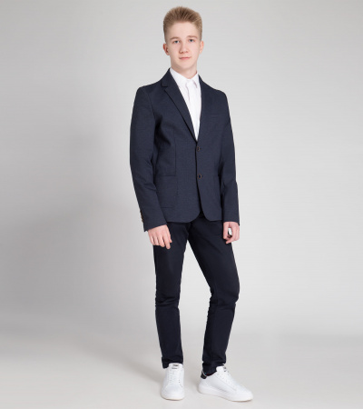 Пиджак из вискозного полотна с внутренним карманом Panda Kids ПА-355531A синий - фото 3