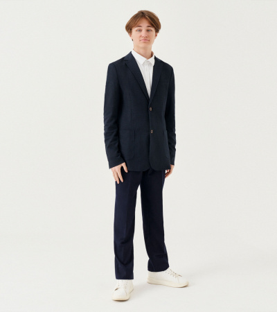 Пиджак из трикотажного вискозного полотна с комфортным силуэтом Panda Kids ПА-355532 синий - фото 4