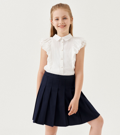 Нарядная хлопковая блузка с рюшами для девочки Panda Kids ПА-356340 белый - фото 6