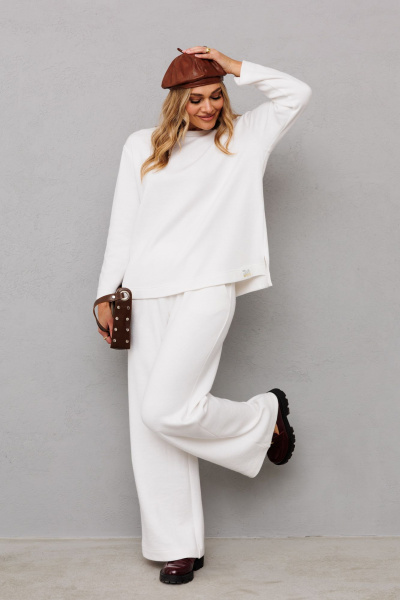 Демисезонный молочный джемпер в стиле кэжуал с втачными рукавами AVRIL 1041 айвори - фото 3