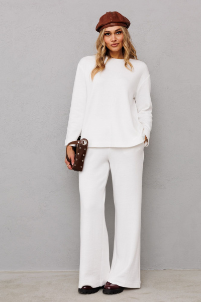 Демисезонный молочный джемпер в стиле кэжуал с втачными рукавами AVRIL 1041 айвори - фото 1