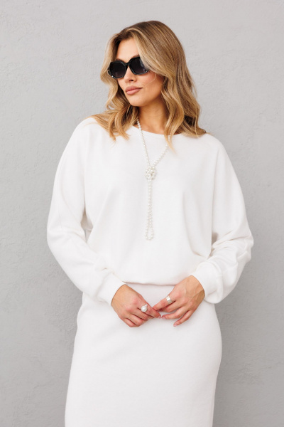 Джемпер свободный из трикотажа на каждый день AVRIL 1042 айвори - фото 6