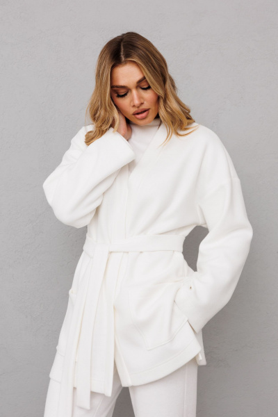 Трёхпредметный комплект из трикотажа: джемпер, брюки и кардиган AVRIL 3007 айвори - фото 5