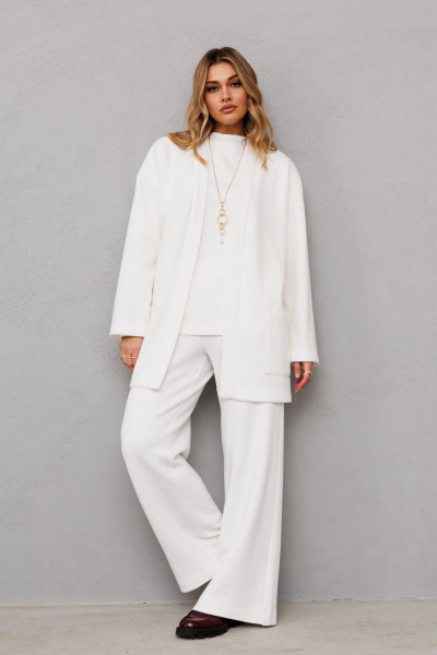 Трёхпредметный комплект из трикотажа: джемпер, брюки и кардиган AVRIL 3007 айвори - фото 3