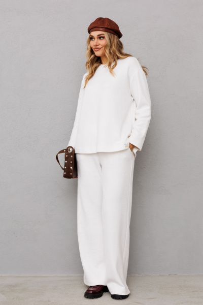 Двухпредметный комплект из трикотажа: джемпер и брюки AVRIL 2019 айвори - фото 1