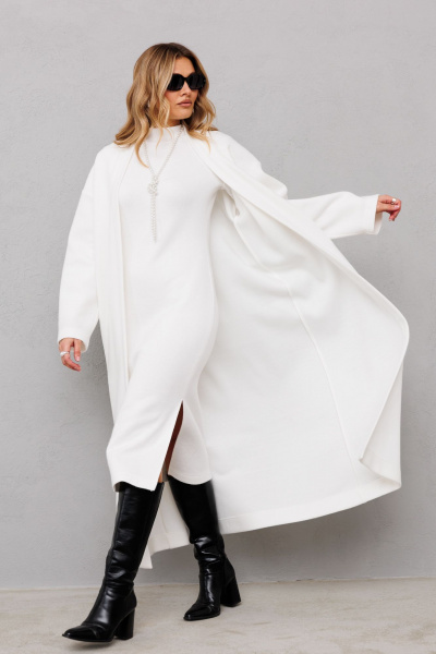 Длинный кардиган из трикотажа свободного кроя AVRIL 1057 айвори - фото 5