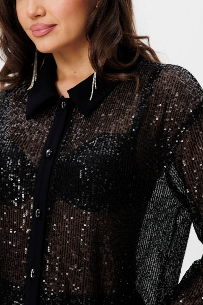 Черная пайеточная блуза свободного силуэта для нарядных мероприятий INVITE 1063 - фото 6
