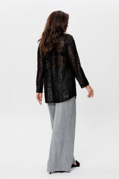 Черная пайеточная блуза свободного силуэта для нарядных мероприятий INVITE 1063 - фото 4