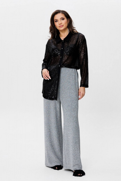 Черная пайеточная блуза свободного силуэта для нарядных мероприятий INVITE 1063 - фото 3