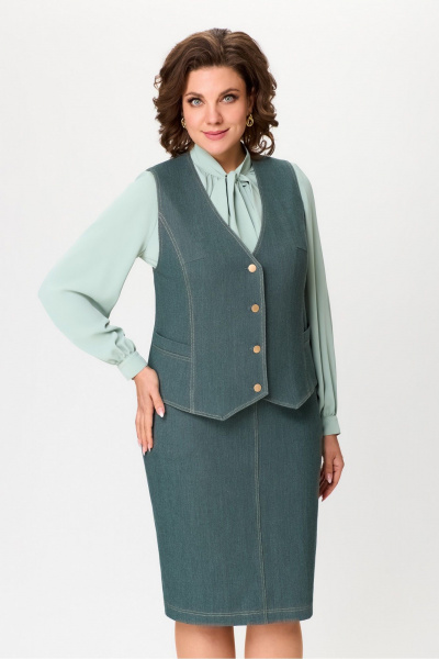 Демисезонный жилет и юбка из текстиля на каждый день DaLi 7005.2 олива - фото 1
