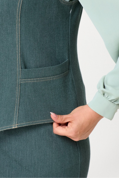 Демисезонный жилет и юбка из текстиля на каждый день DaLi 7005.2 олива - фото 3