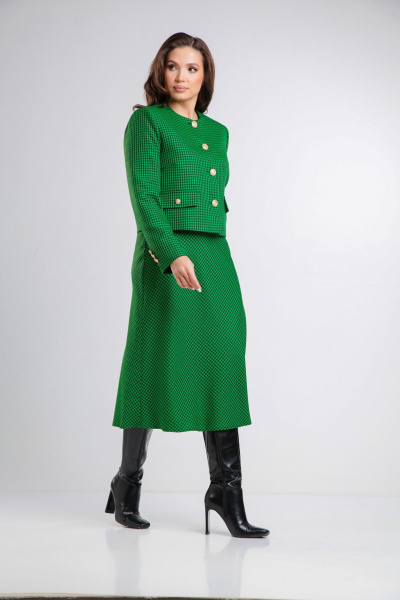 Зеленая офисная юбка из костюмной ткани длиной 80 см Takka Plus 24-245/2 - фото 6