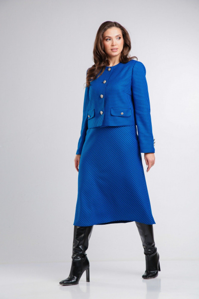 Синяя деловая юбка из костюмной ткани длиной 80 см Takka Plus 24-245/1 - фото 4