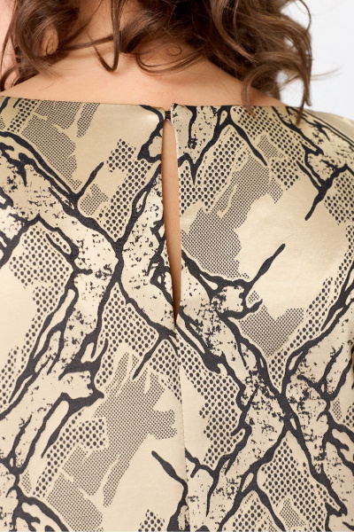 Мультиколор и черная текстильная блуза длиной 73 см DaLi 5735 капучино - фото 4