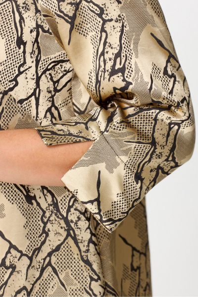 Мультиколор и черная текстильная блуза длиной 73 см DaLi 5735 капучино - фото 2