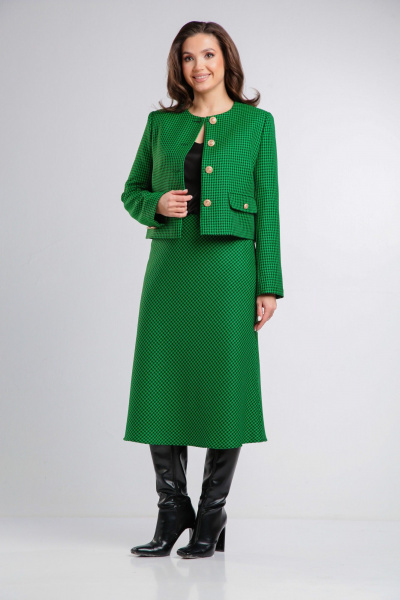 Зеленый костюм из текстиля: жакет и юбка длиной 48-80 см Takka Plus 24-246/2 - фото 8