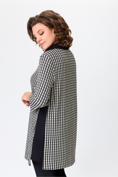 Длинная мультиколор и черная трикотажная туника DaLi 2544А клетка - фото 4