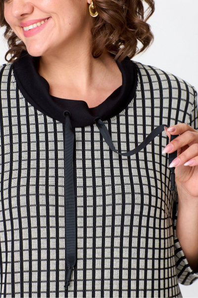 Длинная мультиколор и черная трикотажная туника DaLi 2544А клетка - фото 3