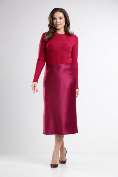 Красный трикотажный лонгслив длиной 50 см для повседневности Takka Plus 24-247 - фото 10