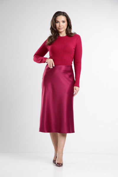 Красный трикотажный лонгслив длиной 50 см для повседневности Takka Plus 24-247 - фото 9