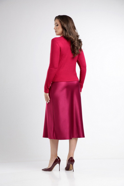 Красный трикотажный лонгслив длиной 50 см для повседневности Takka Plus 24-247 - фото 6