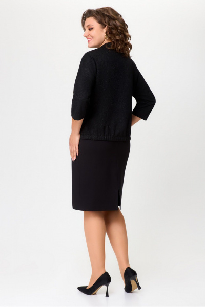 Черный трикотажный костюм блуза и юбка для повседневной носки DaLi 2423 чёрный - фото 3