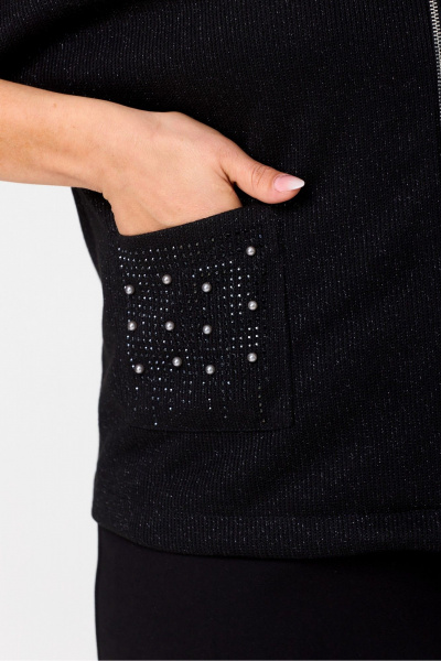 Черный трикотажный костюм блуза и юбка для повседневной носки DaLi 2423 чёрный - фото 2