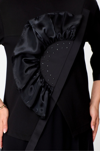 Нарядный костюм из текстиля блуза и широкие брюки DaLi 7012.2 чёрный - фото 5