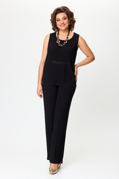 Черный кардиган и топ из текстиля с украшением DaLi 3699 чёрный - фото 3