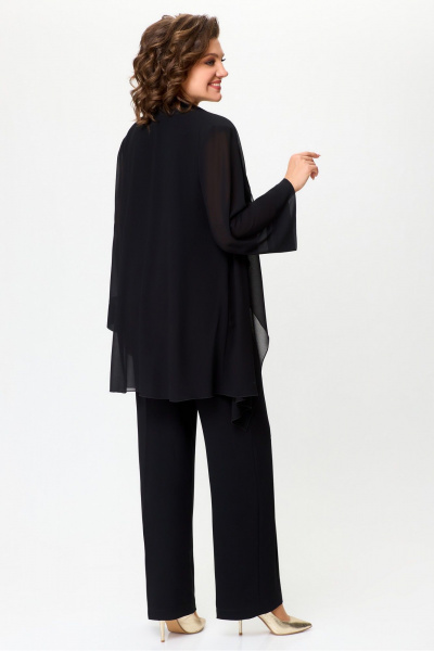 Черный кардиган и топ из текстиля с украшением DaLi 3699 чёрный - фото 4