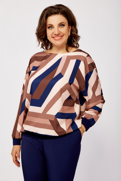 Белый или черный джемпер и юбка в стиле CHANEL Swallow 805 кофейно-бежевый_принт - фото 5