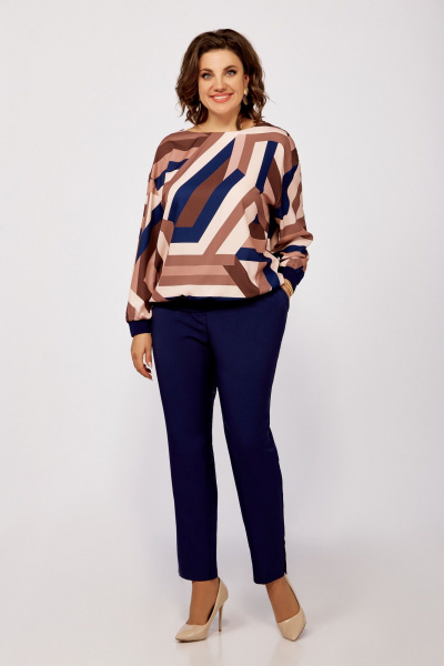 Белый или черный джемпер и юбка в стиле CHANEL Swallow 805 кофейно-бежевый_принт - фото 7