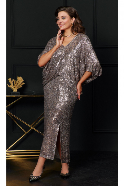 Платье Vittoria Queen 23733А меланж_металлик_бронза - фото 1