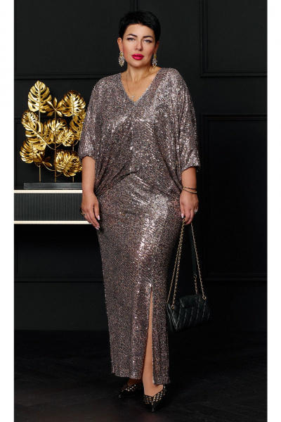 Платье Vittoria Queen 23733А меланж_металлик_бронза - фото 5