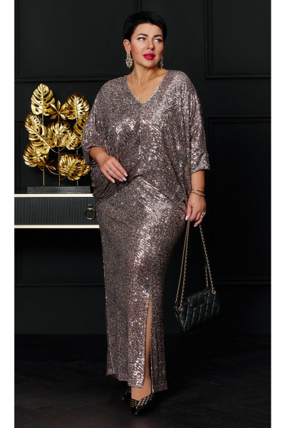 Платье Vittoria Queen 23733А меланж_металлик_бронза - фото 4