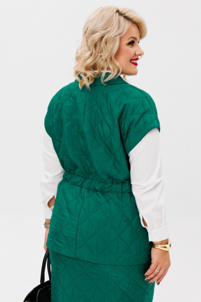 Двойка костюм из стеганной ткани жилет и юбка Anastasia 1171 бутылка - фото 4