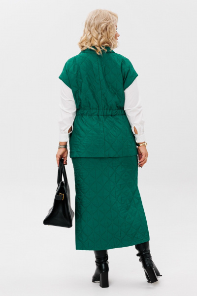 Двойка костюм из стеганной ткани жилет и юбка Anastasia 1171 бутылка - фото 3