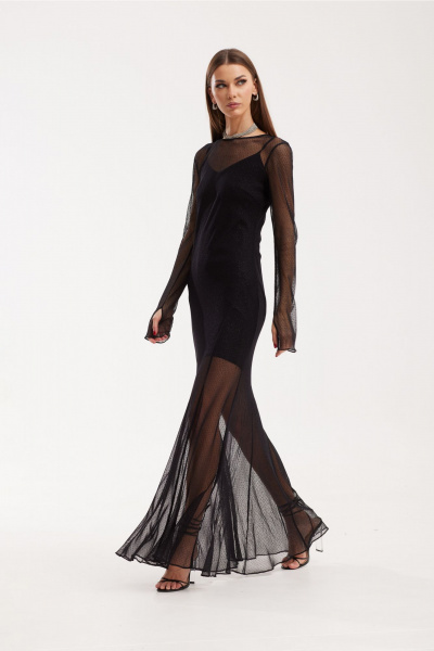 Круглогодичное платье из шифона и сетки с кокетками N.O.W. 1503 - фото 2