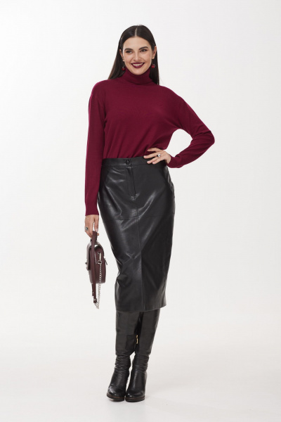 Красный водолазка из мягкого трикотажного полотна Твой имидж 2047 бургунди - фото 1