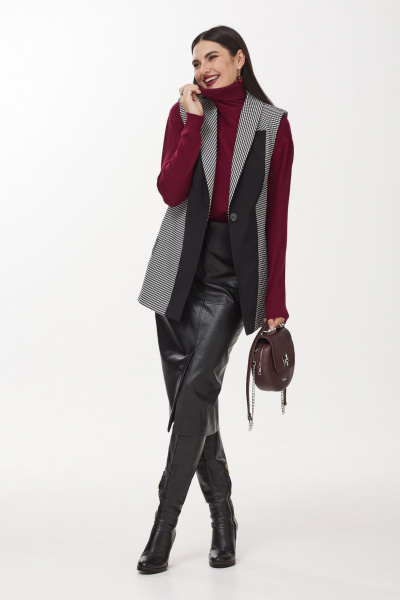 Красный водолазка из мягкого трикотажного полотна Твой имидж 2047 бургунди - фото 3