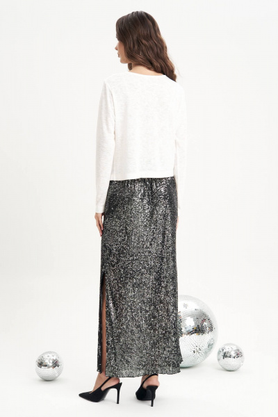 Длинная юбка из трикотажных пайеток макси Fantazia Mod 5002 - фото 4