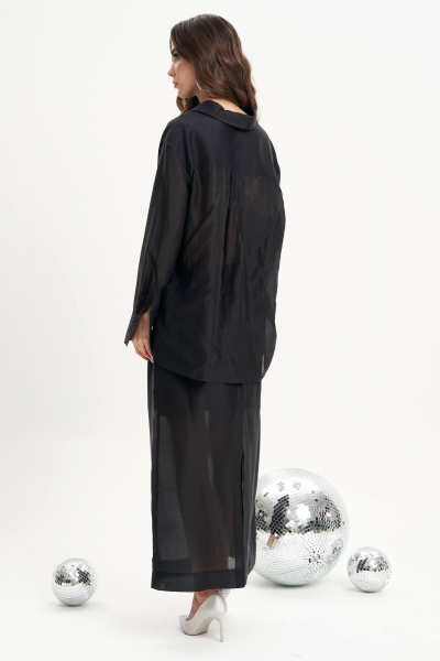 Текстильная классическая рубашка с воротником-стойкой Fantazia Mod 5006 черный - фото 6