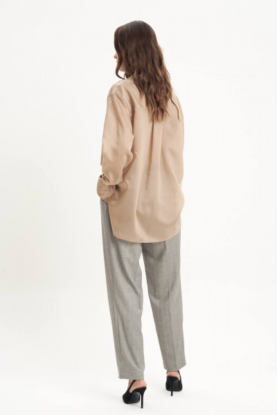 Текстильная рубашка в бежевом стиле с кокеткой Fantazia Mod 5006 бежевый - фото 4