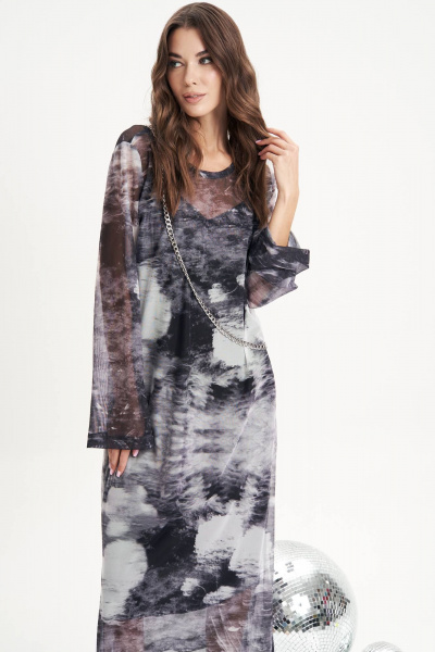 Элегантное сетчатое платье с дизайнерским принтом Fantazia Mod 5004 - фото 4