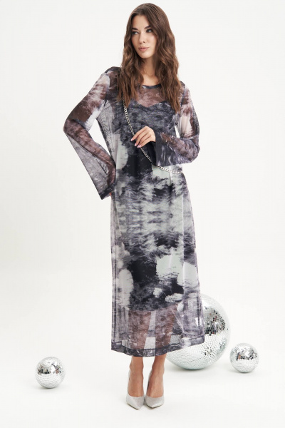 Элегантное сетчатое платье с дизайнерским принтом Fantazia Mod 5004 - фото 3