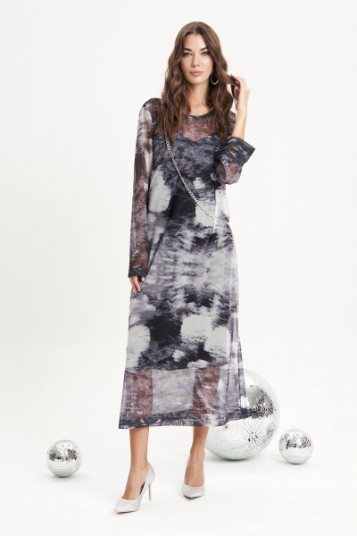 Элегантное сетчатое платье с дизайнерским принтом Fantazia Mod 5004 - фото 2