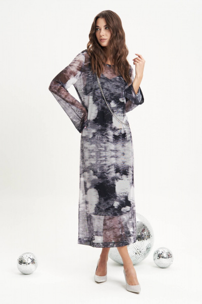 Элегантное сетчатое платье с дизайнерским принтом Fantazia Mod 5004 - фото 1