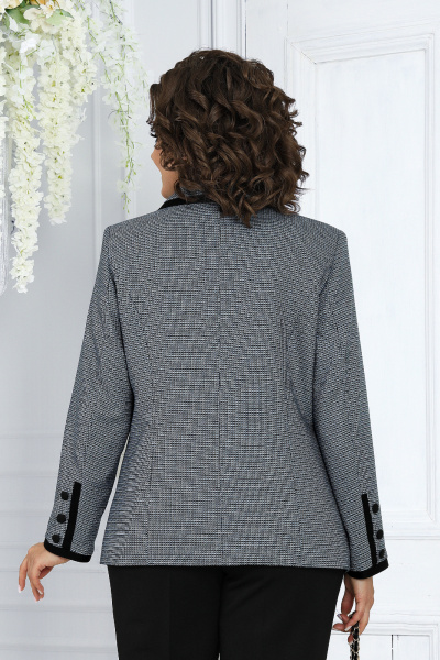 Жакет в стиле Шанель из костюмной ткани с узором гусиной лапки Ninele 5978 синий - фото 5